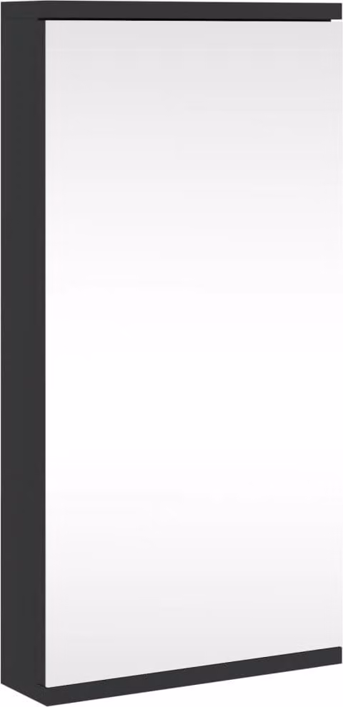 Armadietto Angolare con Specchio da Bagno Nero 30x24x60 cm