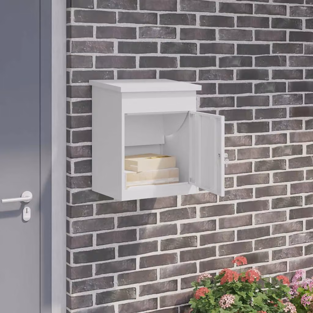 vidaXL Cassetta per pacchi con porta Bianco 47,5 x 38 x 59 cm Acciaio