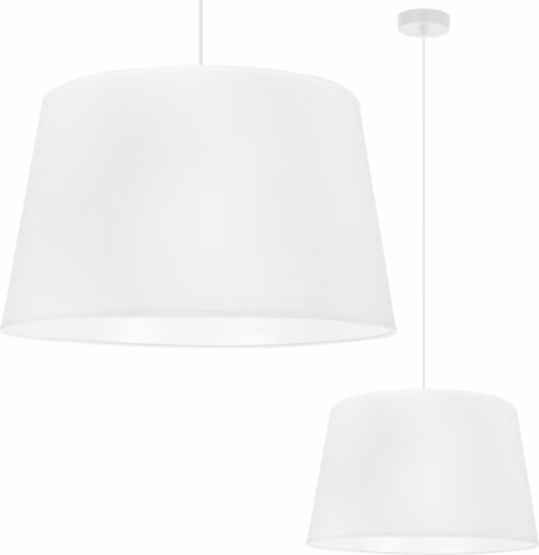Gaja Lampada A Sospensione Cono Bianco 1 Paralume Piatto Bianco 44Cm