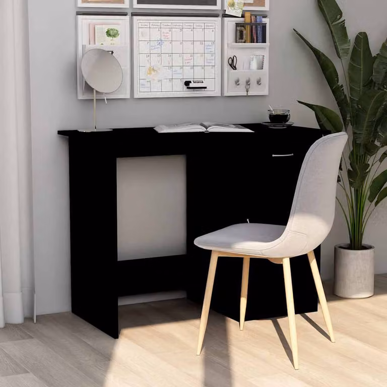 Scrivania moderna vidaXL in legno e MDF nera L: 100 cm, P: 50 cm, H: 76 cm