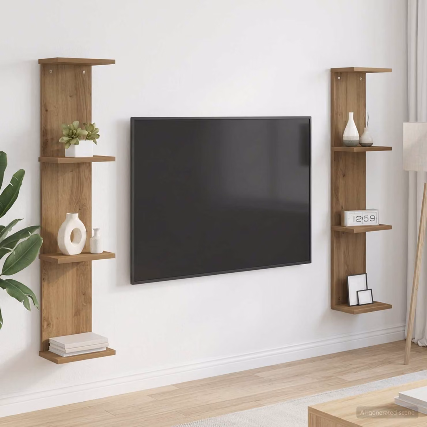 Set di 2 scaffali da parete vidaXL in stile moderno, colore marrone, L/P/H: 22 x 15 x 100 cm