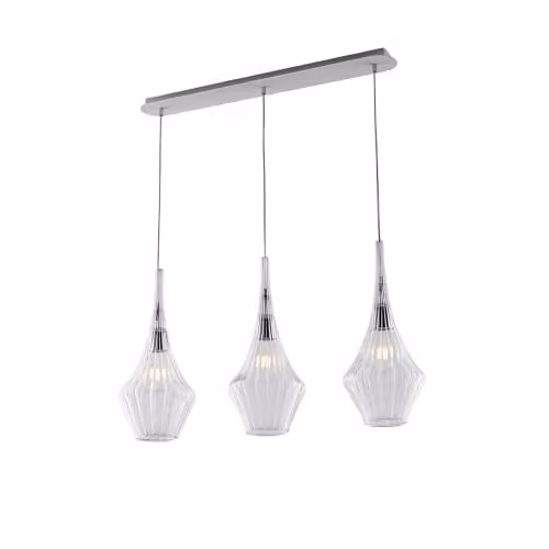 Lampadario Binario Moderno Zeus Metallo Bianco Vetro Trasparente 3 Luci E27
