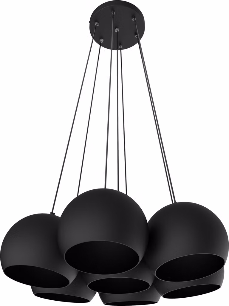 Lampada a sospensione JOE, 7XE27, max. 42 W, metallo, nero, D25 cm