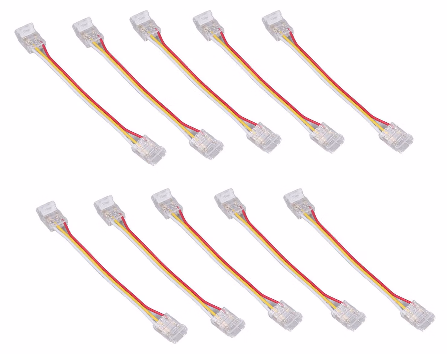 Kit di 10 connettori per strisce LED, con 3 poli, da 10 mm, per un collegamento rapido e una forte compatibilità, ideale per l'illuminazione di magazzini (tecnologia COB)