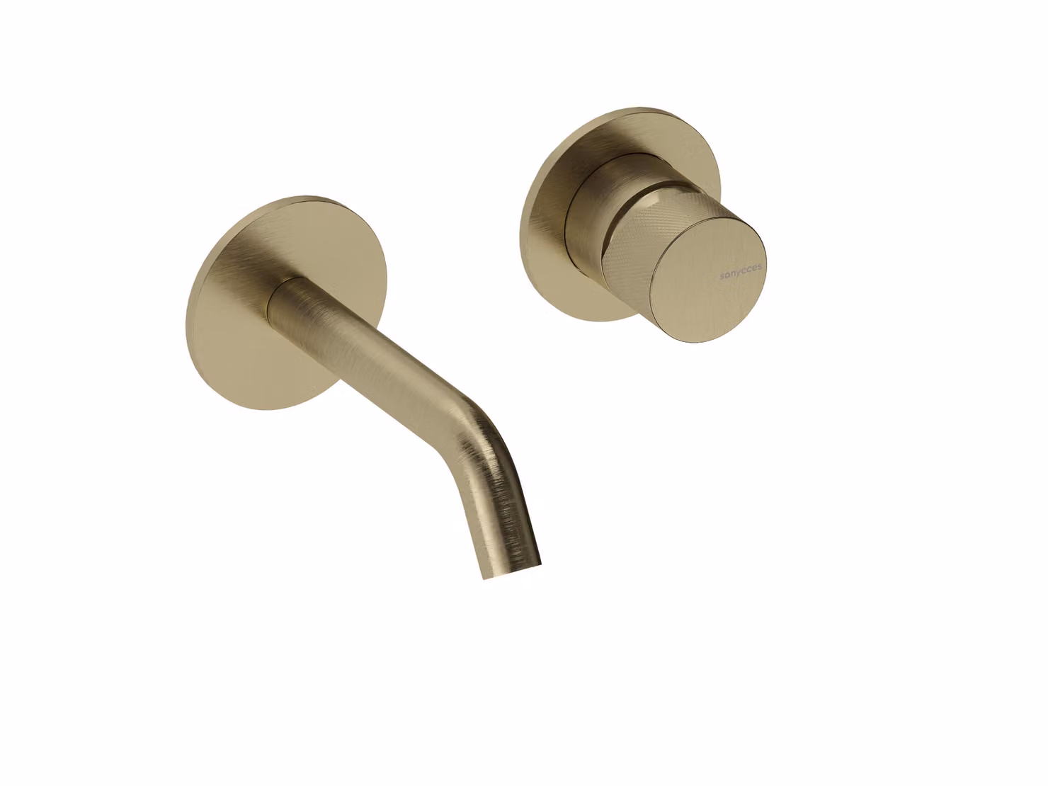 SANYCCES LOOP K ColdOpen Rubinetto lavabo a parete da incasso con sporgenza di 14 cm, corpo da incasso incluso, finitura oro spazzolato