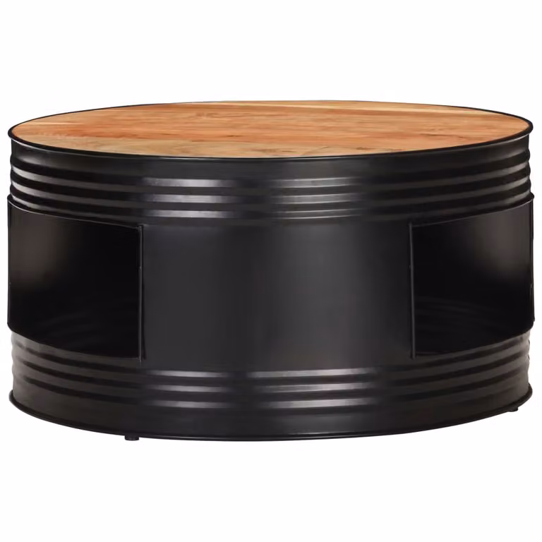Tavolino da Salotto Nero 68x68x36 cm in Massello di Acacia
