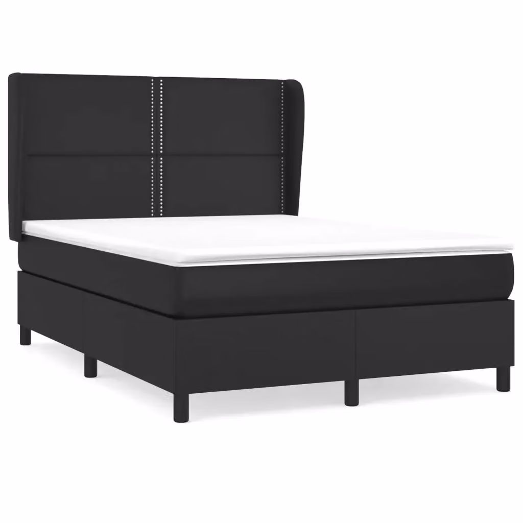 vidaXL Giroletto a Molle con Materasso Ibrido in Similpelle Nero L/P/H: 140 x 200 cm – 2