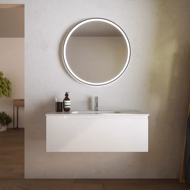 Mobile bagno sospeso 70 cm un cassetto bianco opaco con lavabo | Ardenne