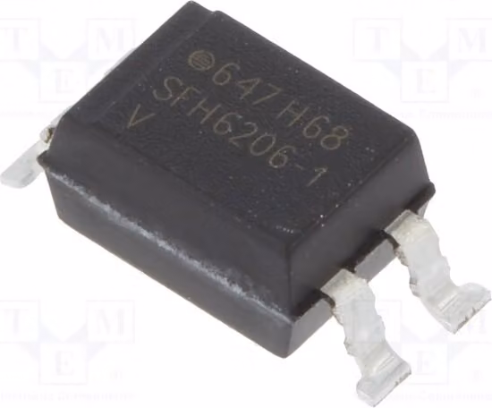 1 optoisolatore SMD, canali: 1, tensione di uscita massima (Uce): 70V, modello SFH6206-1. Optoisolatore - uscita