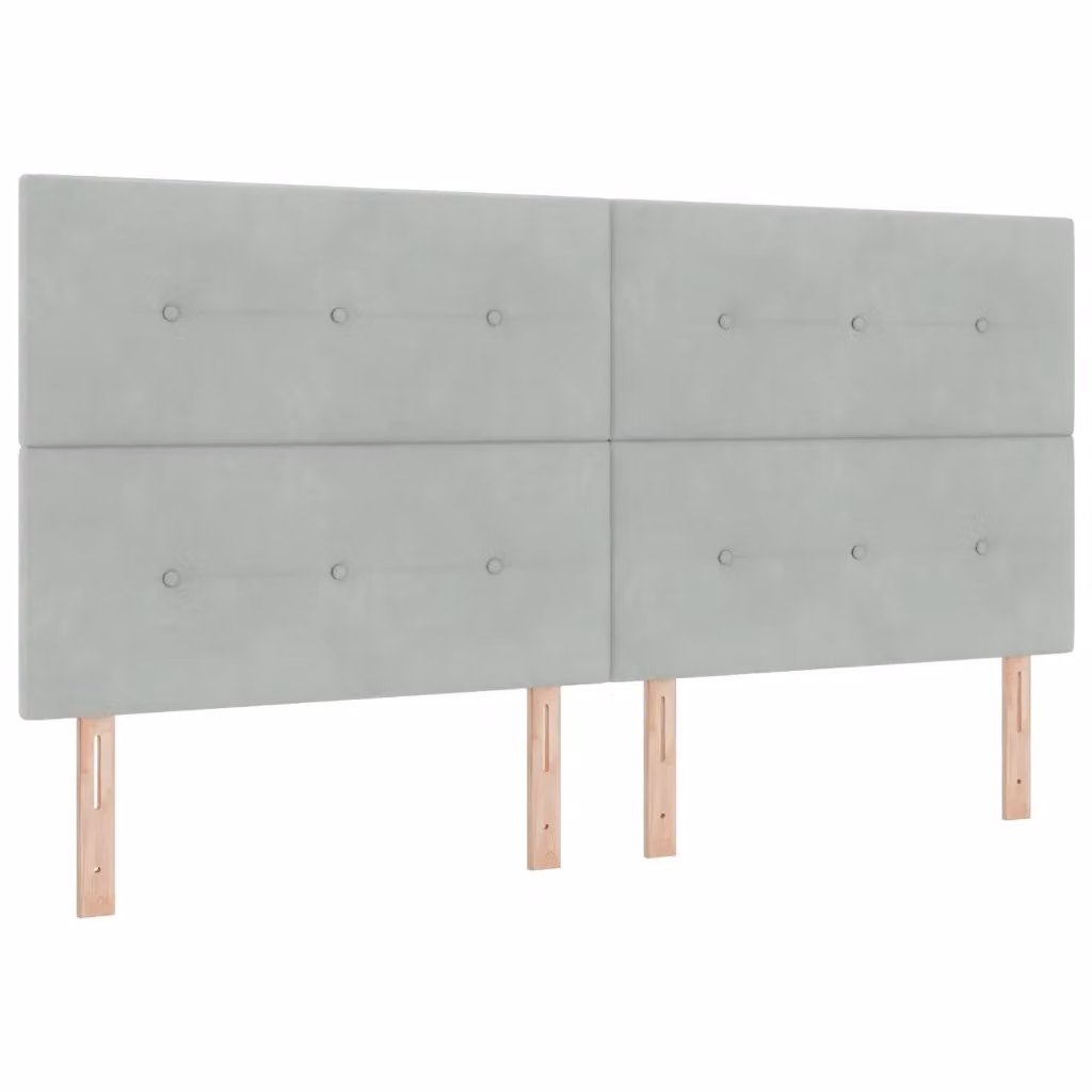 Testiera per letto con illuminazione LED integrata vidaXL in velluto grigio chiaro, Larghezza: 200 cm