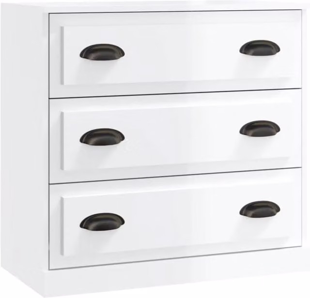 Buffet credenza cassettiera mobiletto mobile contenitore organizer per cucina soggiorno finitura lucida 70 x 35,5 x 67,5 cm legno ingegnerizzato bianco 02_0030763