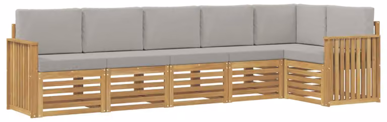 Set di divani da esterno, 6 pezzi, bianco e grigio chiaro