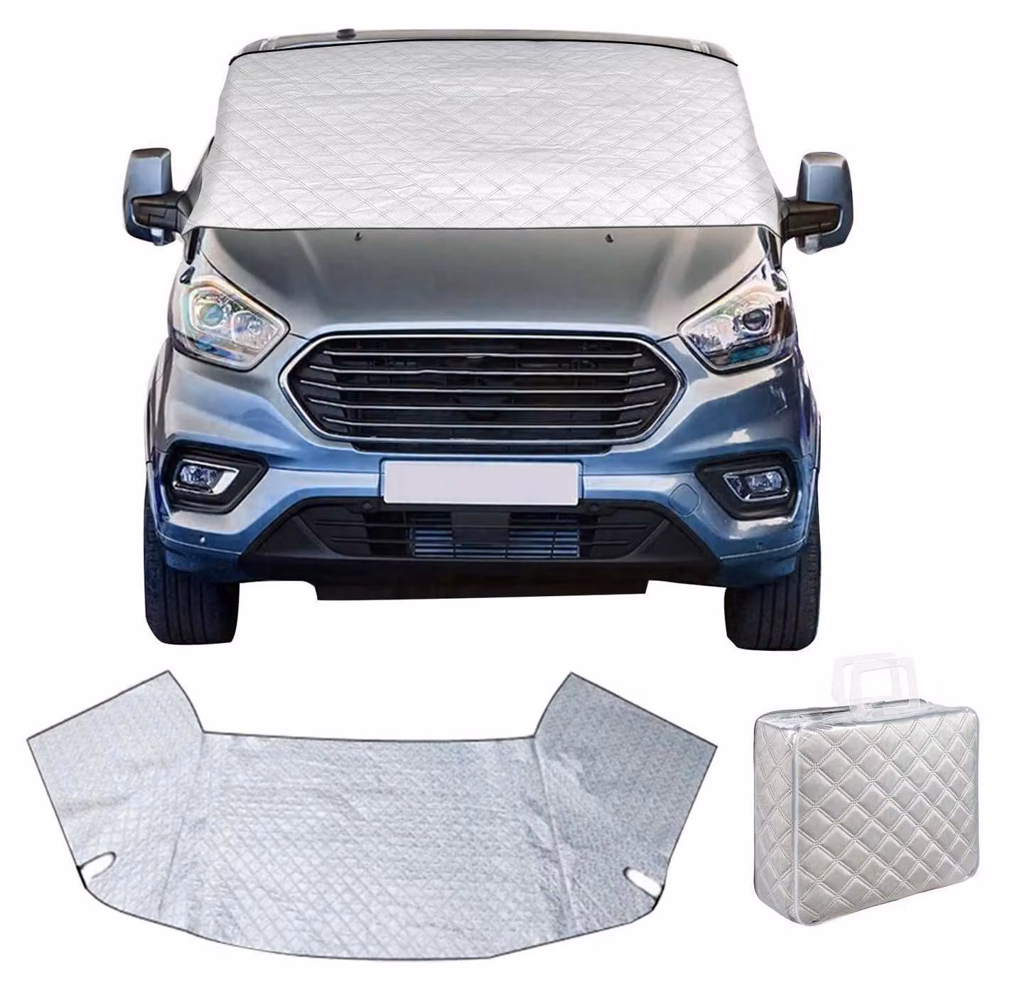 Copertura termica per parabrezza, compatibile con Mercedes-Benz Vito III W447 dal 2014 al 2024, colore argento