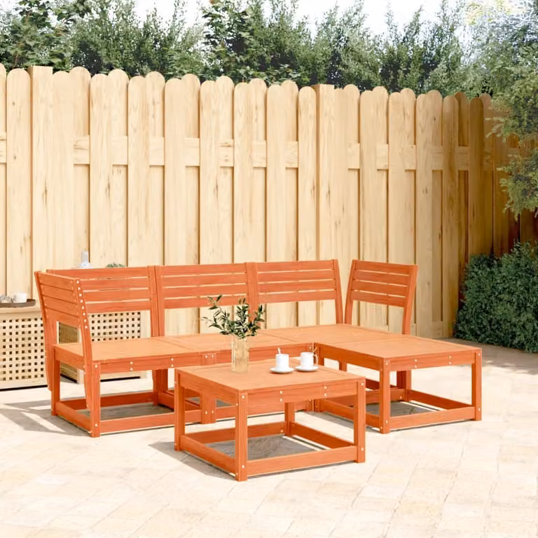 Maison Exclusive - Set Salotto da Giardino 4 pz Marrone Cera Legno Massello Pino