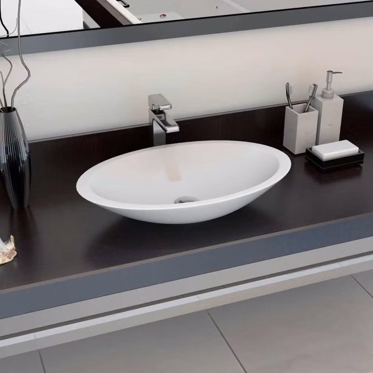 The Living Store Lavabo 59,3 x 35,1 x 10,7 cm Fusione minerale/marmo bianco