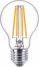 Lampadina LED Philips a goccia con filamento, attacco E27, 10,5 W, 1521 lumen, luce bianco caldo, vetro trasparente