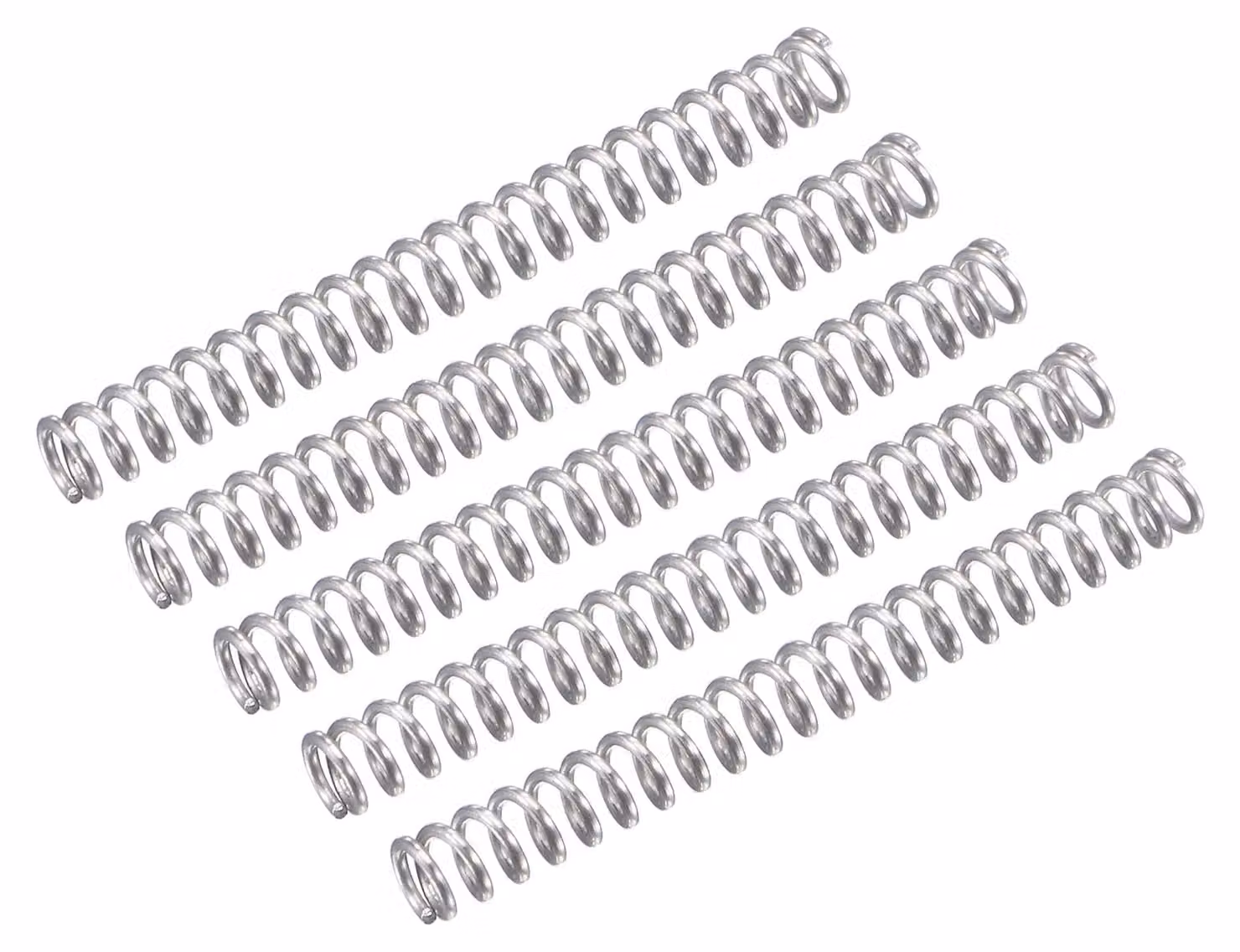 5 molle a compression in acciaio inossidabile 304, dimensioni 2x0,3x15 mm, colore argento