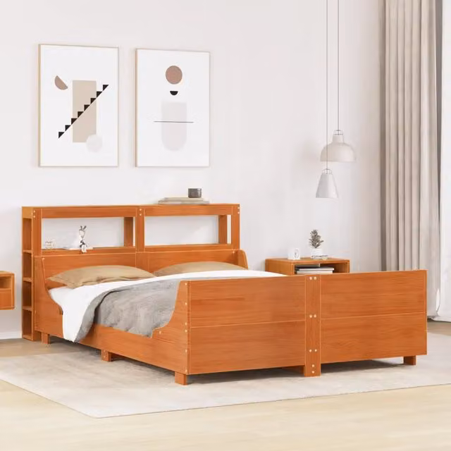 Letto senza Materasso Marrone Cera 120x200 cm in Legno di Pino