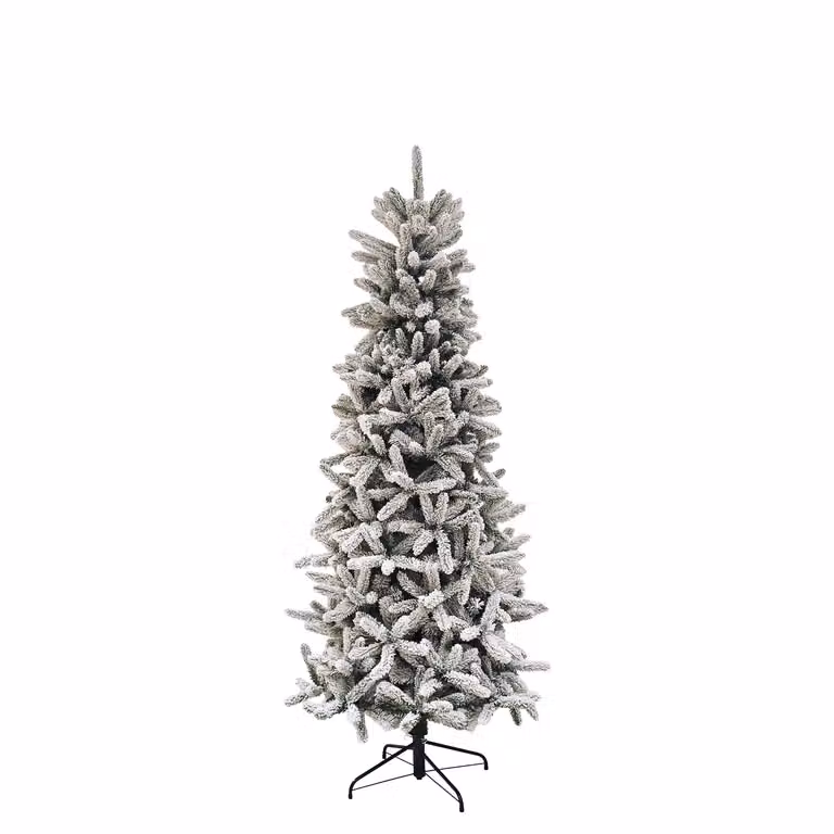Albero di Natale Artificiale Slim con Picco Innevato Vestiamo Casa, Colore Bianco e Verde, Altezza: 180 cm, Diametro alla base: 91,5 cm