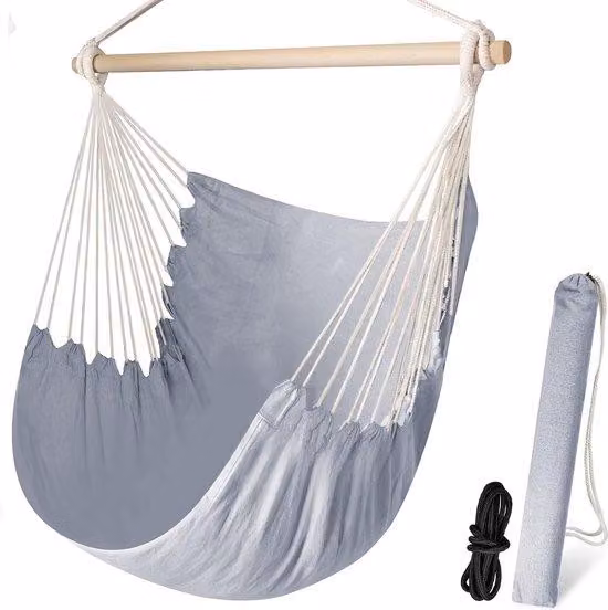 Ampia amaca in cotone per terrazza, giardino, camera da letto: resistente e molto confortevole.