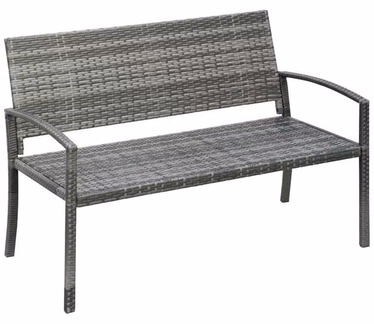 Panca da giardino in rattan per 2 persone – Colore: marrone | Dimensioni: 122x60x87 cm