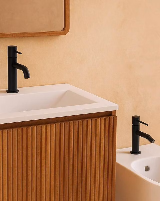 Coppia rubinetti lavabo e bidet in ottone nero opaco Hidden