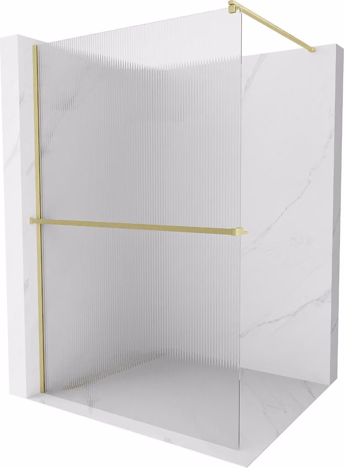 Mexen Kioto+ parete doccia con mensola Walk-in 120 x 200 cm, righe, oro spazzolato - 800-120-121-55-09