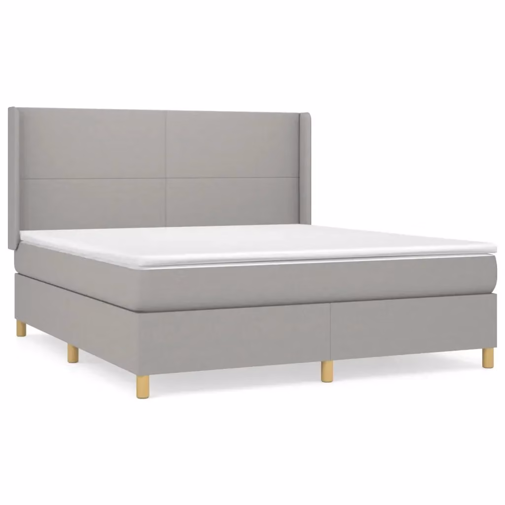 Giroletto a Molle con Materasso vidaXL in Tessuto Grigio Chiaro e Bianco, L/P: 180 x 200 cm – 2
