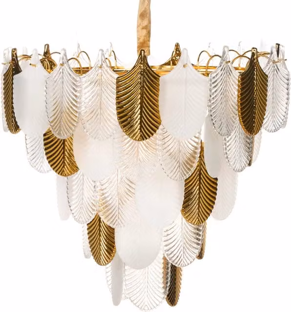 Lampadario in ottone e cristalli di vetro ⌀ 46 cm Lampada a sospensione stile glamour
