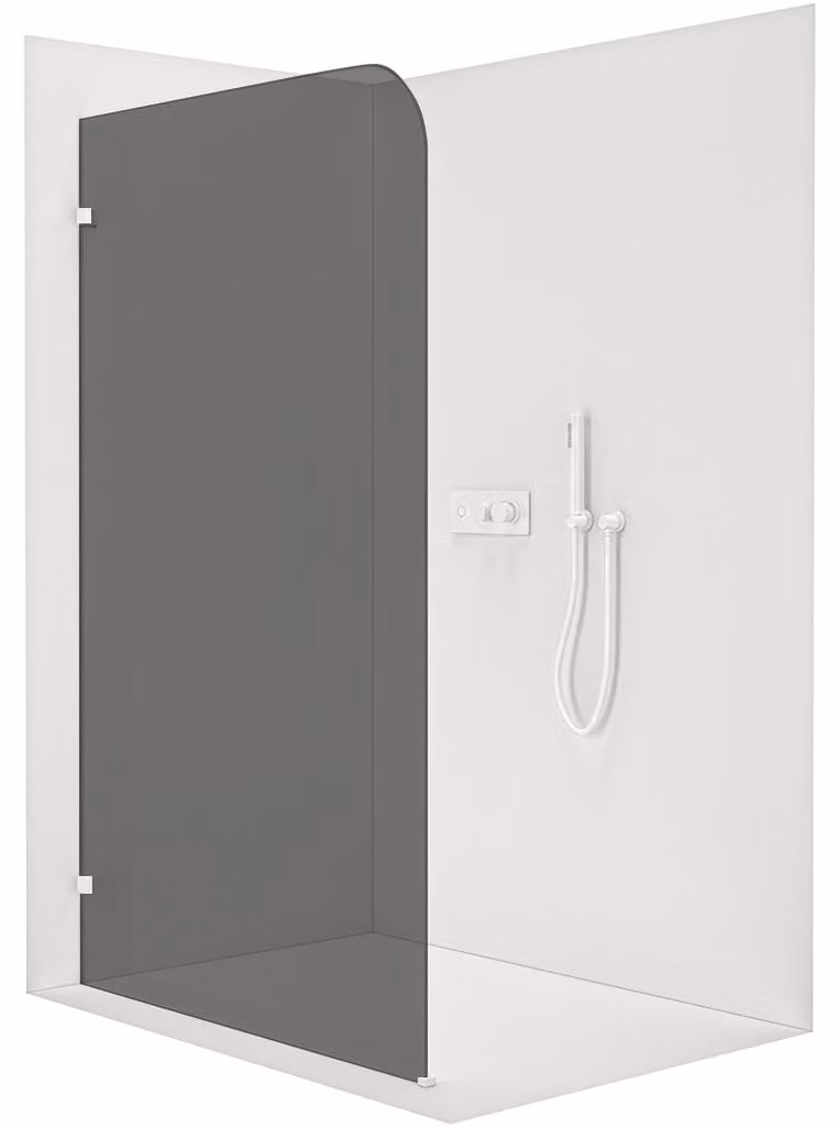 Pannello doccia angolare Walk-in Orbis L/P - 8 mm - bianco opaco, vetro grigio grafite - 70x200 cm