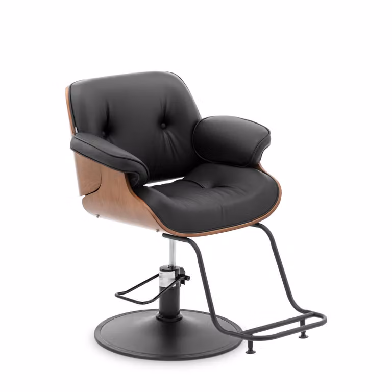 Expondo physa Poltrona da parrucchiere con poggiapiedi - 470 - 570 mm - 200 kg - Nero