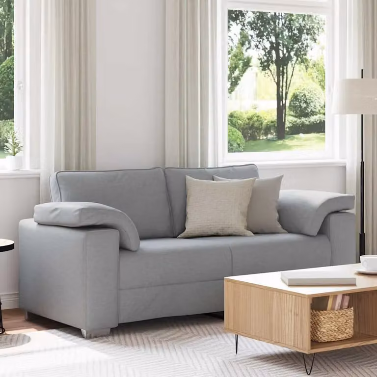 Divano a due posti moderno vidaXL in tessuto grigio con cuscini, L: 180 cm, P: 82 cm, H: 77 cm