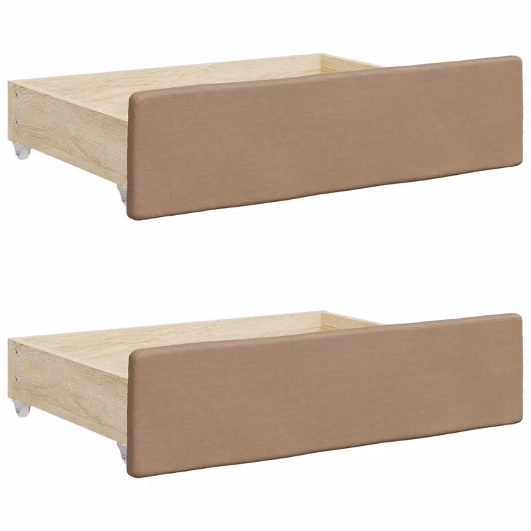 Cassetti da Letto 2pz Cappuccino Legno Multistrato e Pelle finta