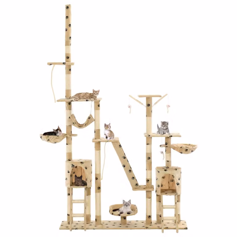 vidaXL Tiragraffi per gatti in sisal 230 - 250 cm Stampa a zampa Beige