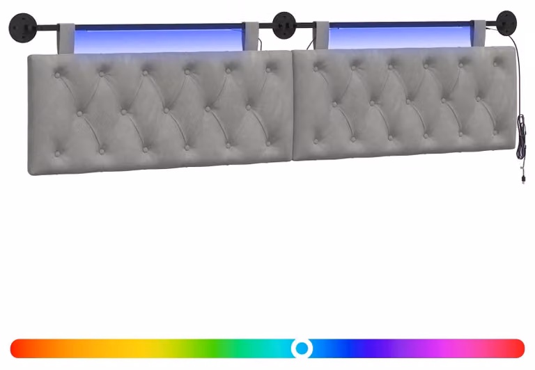 Testiera sospesa Con luce LED Grigio Chiaro Velluto