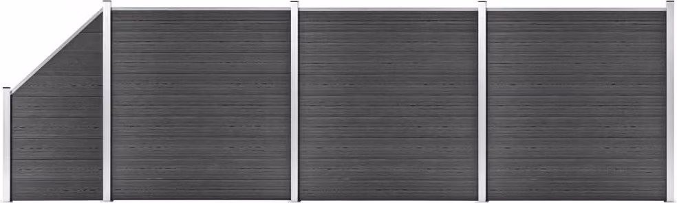 Maison Exclusive - Set di pannelli per recinzione in WPC 619 x (105-186) cm, nero