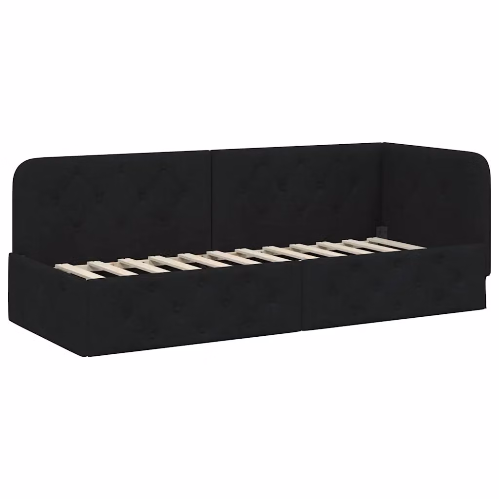 Letto ad angolo moderno vidaXL in tessuto e legno nero L 200 x P 80 x H 72 cm – 2