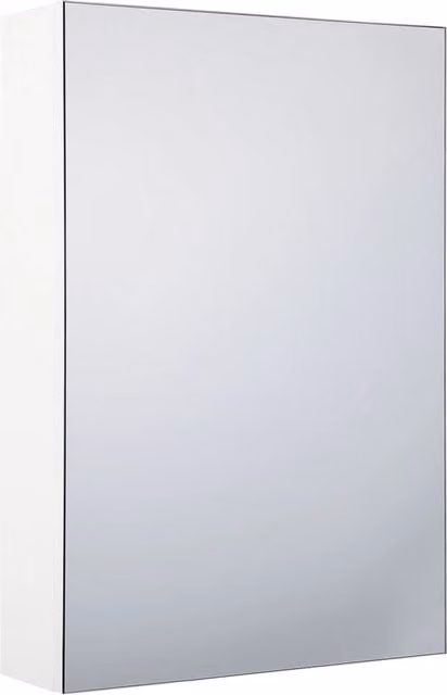 Mobiletto da Bagno Sospeso Beliani Bianco Lucido con Specchio e Ante Soft-Close L: 88 cm, P: 40 cm, H: 35 cm