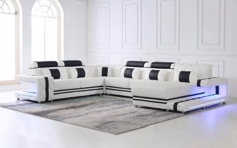 Ecksofa Sofa U-Form Couch Polster Designer Leder Big Ledersofa Wohnlandschaft