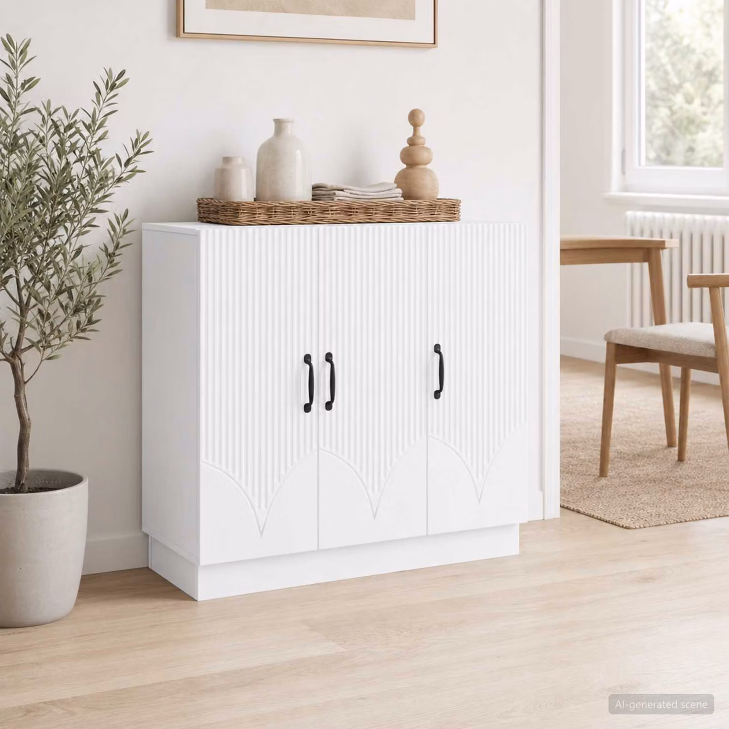 Credenza moderna vidaXL in legno ingegnerizzato bianco L 89 x P 34,5 x H 77 cm