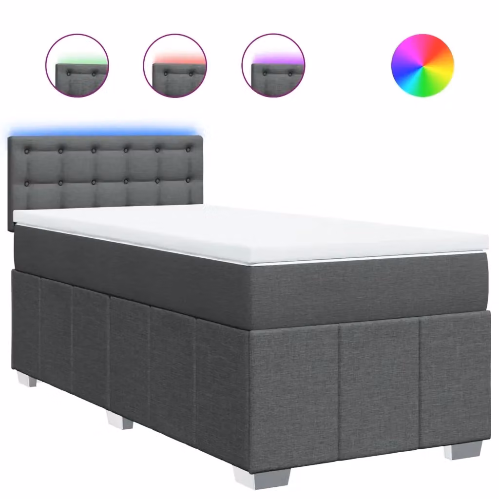 vidaXL Letto Ibrido con Materasso a Molle Insacchettate Grigio e Bianco L/P/H: 90 x 190 cm – 2