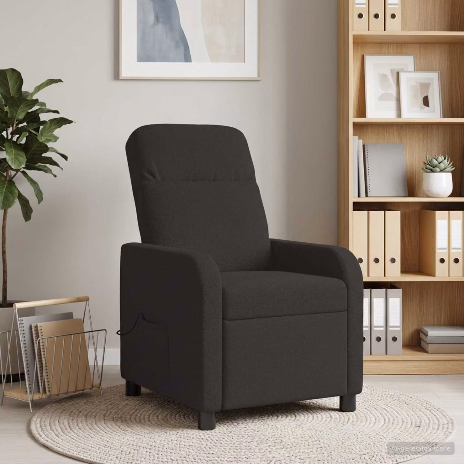 vidaXL Poltrona Relax Moderna in Bouclé Nero con Braccioli