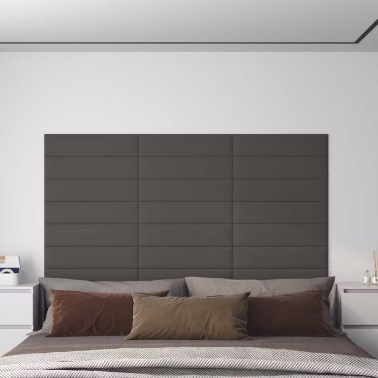 Testiera da Parete 12 pcs Grigio scuro 60 x 15 cm Tessuto