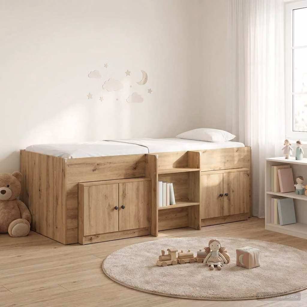 Maison Exclusive - Struttura letto a soppalco con armadio, realizzata in legno impiallacciato effetto "Artisan Oak" (3 pezzi)
