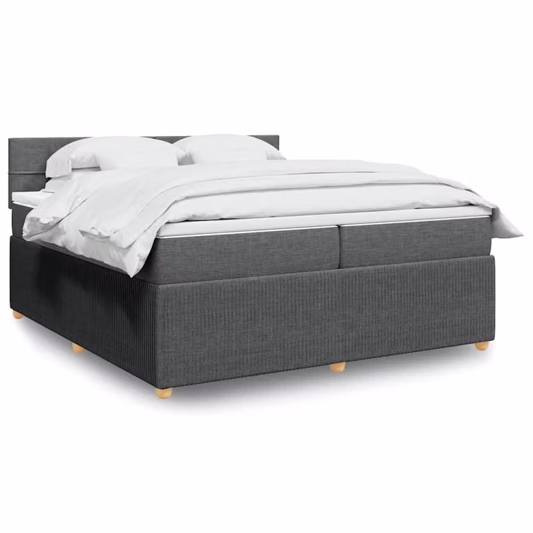 vidaXL Giroletto a Molle Ibrido con Materasso in Tessuto Grigio e Bianco, L/P: 200 x 200 cm