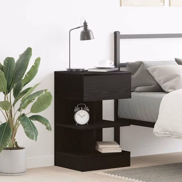 Armadio da notte vidaXL in stile rustico, colore nero, L 40 cm x P 35 cm x H 65 cm