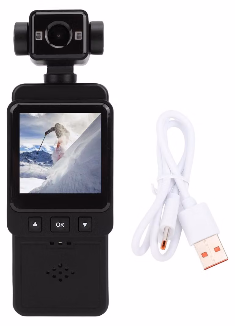 videocamera Vlog 1080p Stabilizzazione multiasse Rotazione dell'obiettivo di 270 e 180 gradi Multifunzionale per la fotografia all'aperto