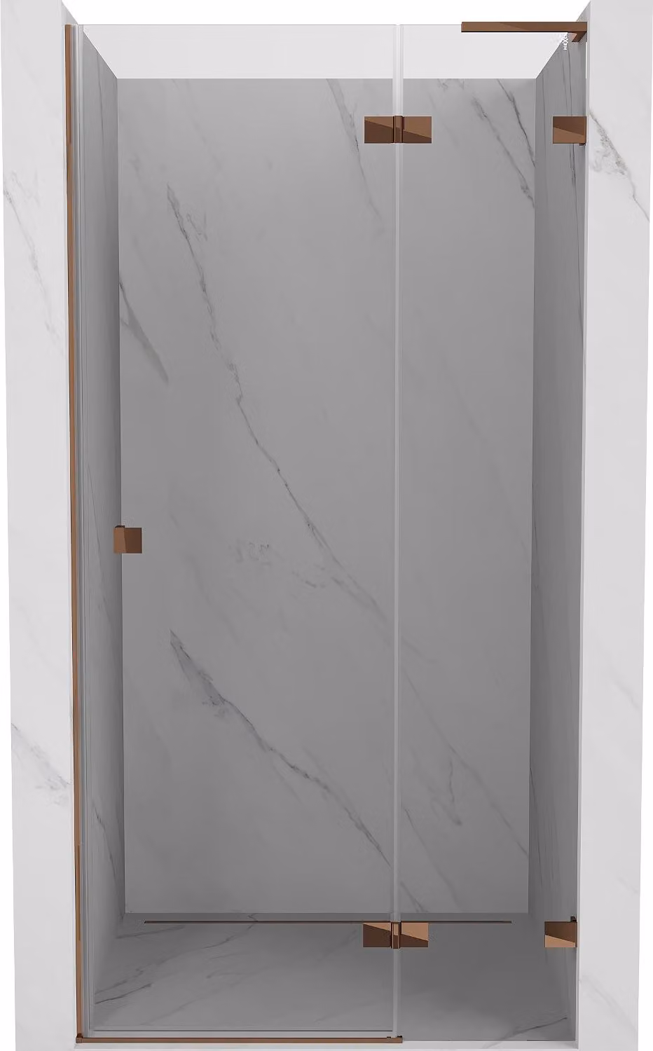 Mexen Lunar L porta doccia battente destra 125 cm, trasparente, oro rosa - 834L-125-000-60-00-P
