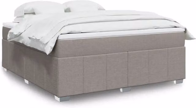 Letto Ibrido vidaXL con Giroletto a Molle e Materasso in Tessuto, L/P/H: 180 x 200 cm, Colore Tortora