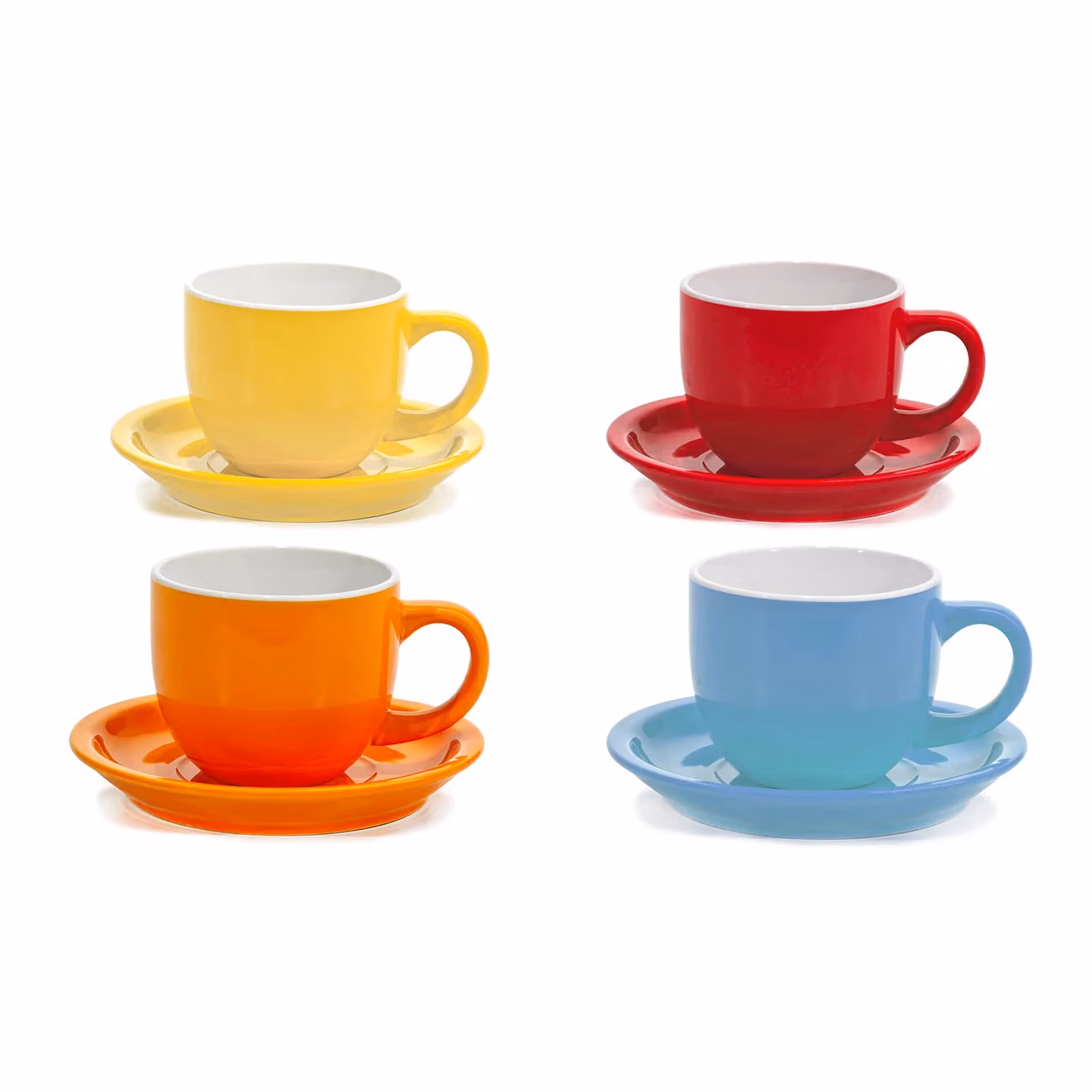 Set di 4 tazze con piattini multicolore in stoneware Gusto Casa, capacità 27 cl – 1